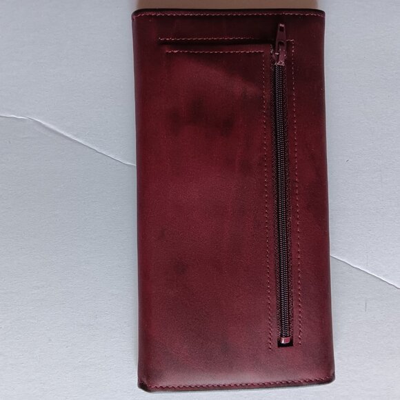 VINTAGE ROLFS  Burgundy BROWN LEATHER CLUTCH EUC - Picture 3 of 7